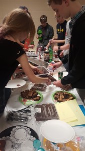 Bacon and brownies buffet line!